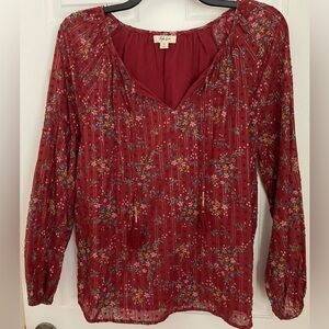 Style & Co. Red Floral Blouse